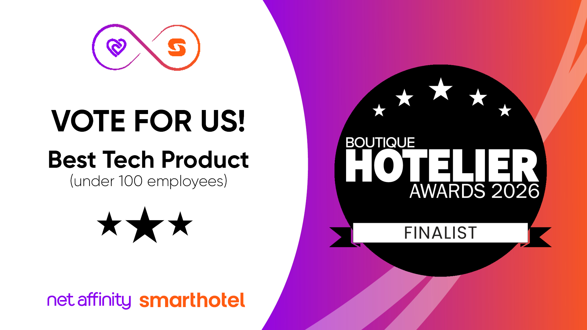Net Affinity and Smarthotel shortlisted for Best Tech Product at Boutique Hotelier Awards 2026